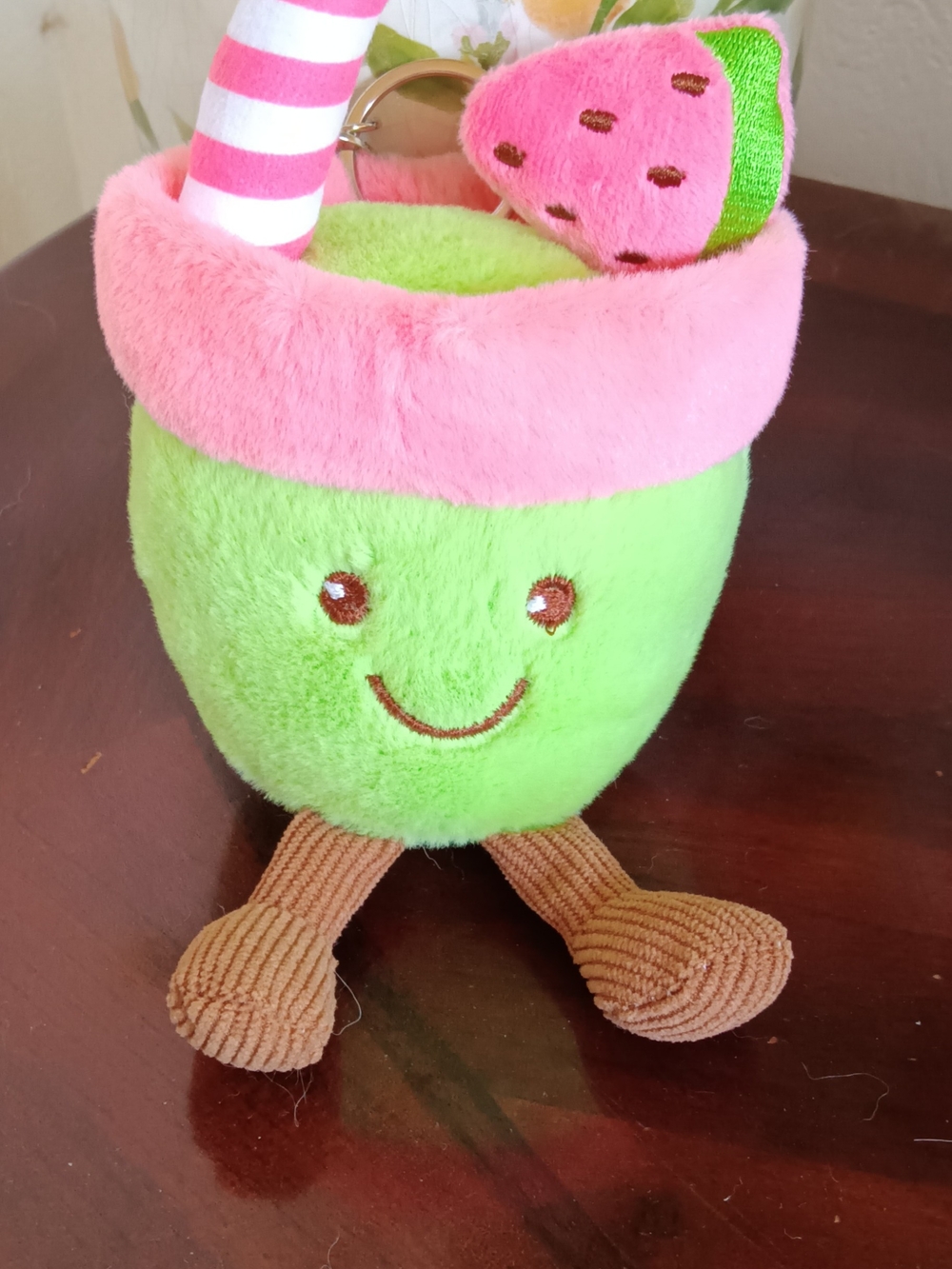 Jelly Cat Plush Strawberry Cup Kids Toy - Pink & Green Plush